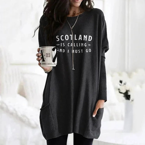 Digital printing women's fashion round neck medium and long top T-shirt m302271