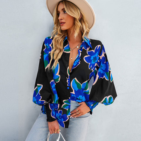 Elegantes Langarm-Shirt mit Print im Herbst- und Wintertemperament m300869 