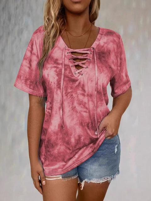 Nouveau t-shirt à manches courtes pour femme, imprimé tie-dye, style décontracté, m301446 