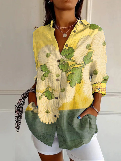 Sommertrend Langarmshirt Blumenmuster Druck 3D Shirt m301226 