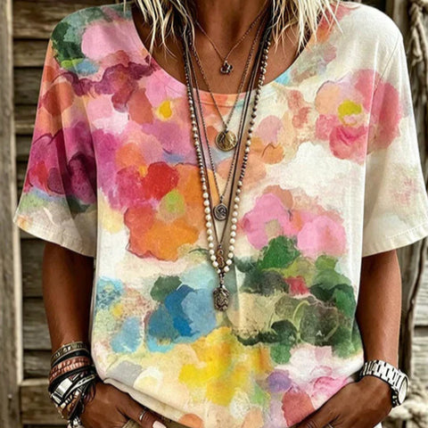 Loose T-shirt women's crew neck top m303073