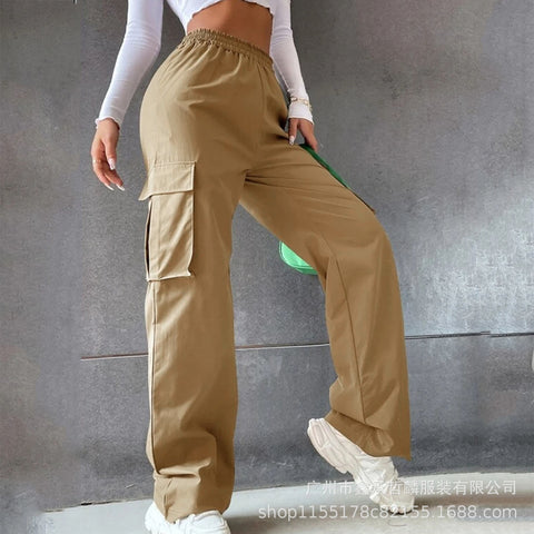 Gürtellose Hose mit hoher Taille, weite Beinhose, gerade, lockeres Temperament, Pendlerhose, Freizeithose, m301371 
