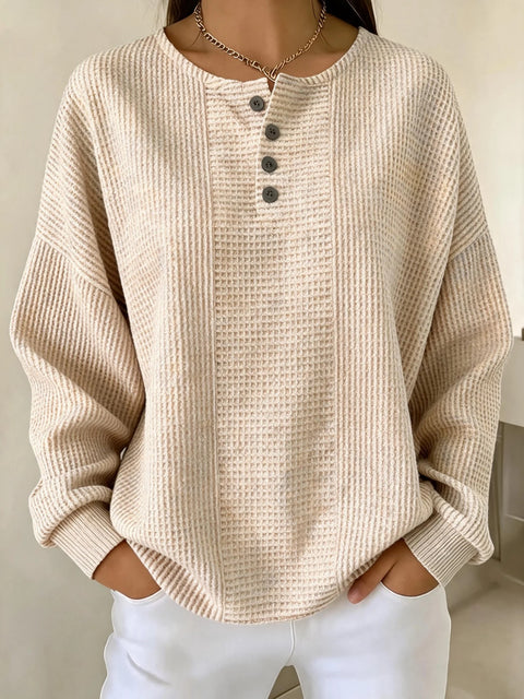 Delicate plaid fashion print women's button sweater FF303387
