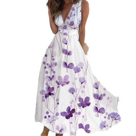 Damen neues V-Ausschnitt mit Futter hohe Taille ärmellos bedruckt sexy Westenkleid m301267 