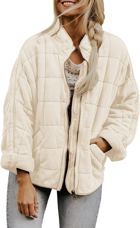 Stand-up collar cotton-padded jacket loose long-sleeved pocket jacket m303241