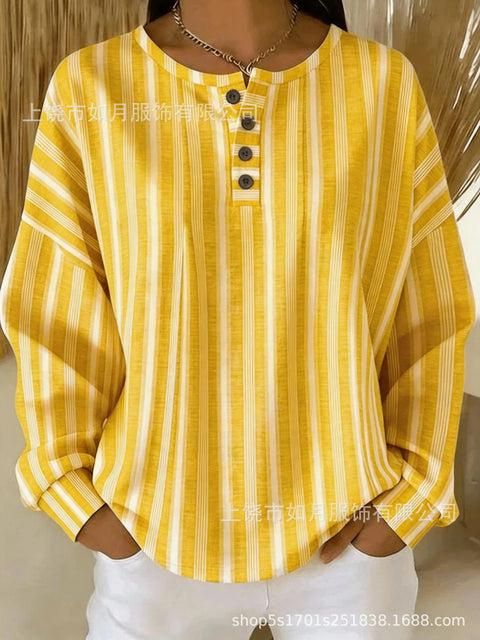 Digital Printed Women's Loose Casual Striped Fashion Pullover M303048