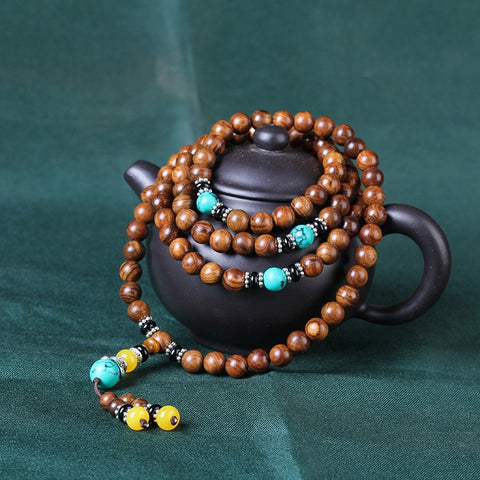 Natürliches vietnamesisches Huanghuali-Armband mit 108 Buddha-Perlen, Lotusarmband aus Palisander, duftendes Wenwan-Holzarmband m3331302