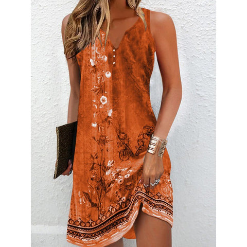 Women's vest dress fashion print slim long skirt m300024