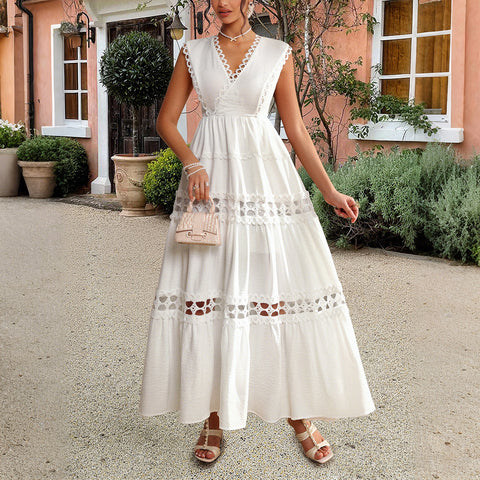 Robe longue taille haute style vacances pour femme, vêtement m301388 