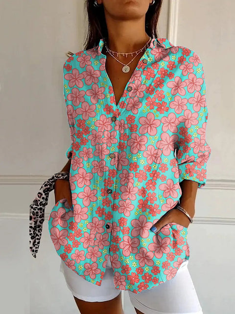 Sommertrend Langarmshirt Blumenmuster Druck 3D Shirt m301226 