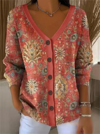3D Digital Printed Women's Shoulder Cardigan Sweater FF303400