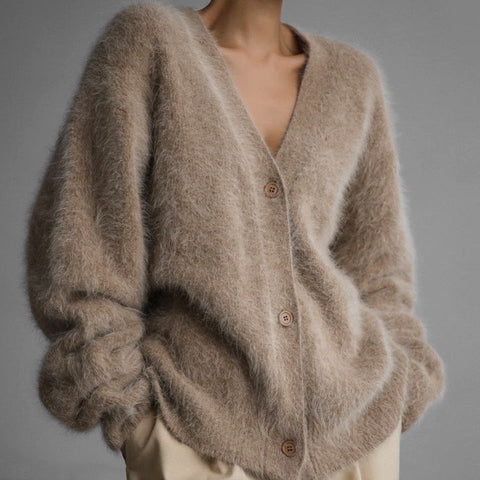 Autumn and winter lazy loose long-sleeved V-neck sweater jacket women's m302032