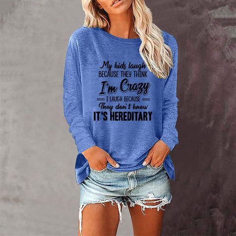 T-shirt ample à manches longues et col rond pour femme, imprimé commerce extérieur, M300920 