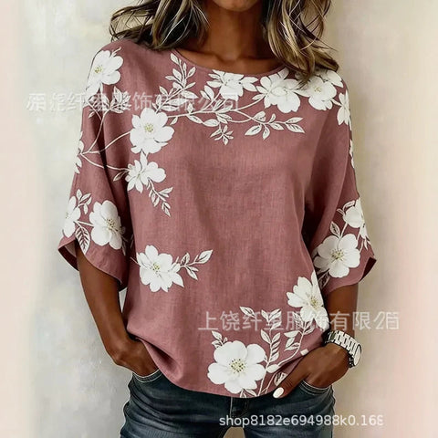 3D printed floral pattern loose versatile top m303041