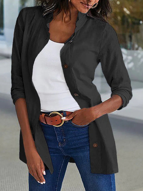 Lässige Strickjacke mit langen Ärmeln, Netzfarbe, Damen-Shirtjacke m300423 