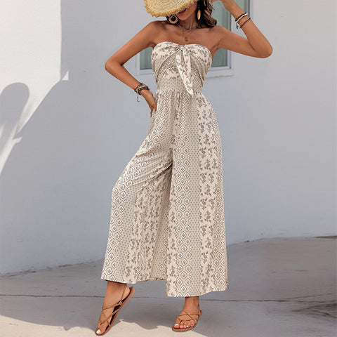 Pantalon large taille haute à lacets avec épissure, style ethnique décontracté, très populaire en été, m300833 