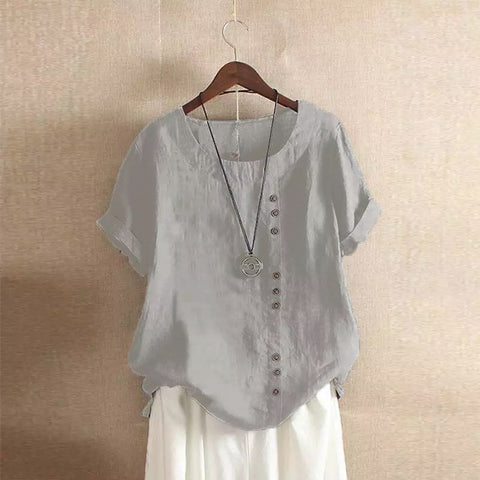 T-shirt ample en coton et lin pour femme, vêtement en coton et lin m300111 
