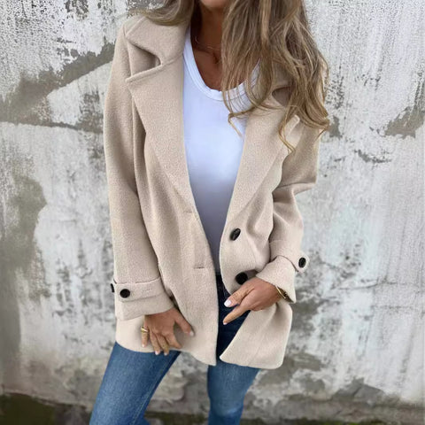 Herbst und Winter neue Damen Wolljacke lässig locker Revers gefälschte Tasche Strickjacke m300613 