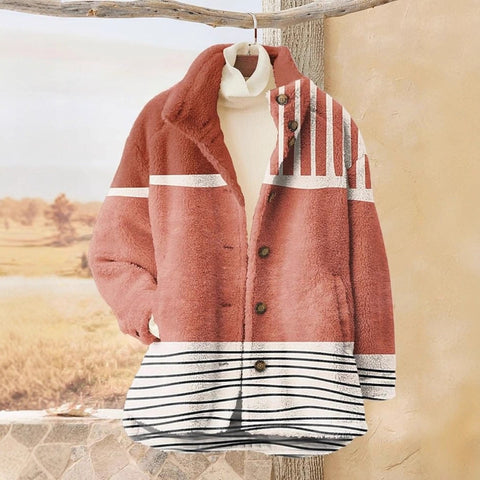 Loose 3D digital print women fleece jacket top autumn and winter m302122