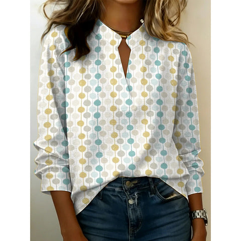 Digital printing casual pullover versatile spring and summer new shirt top m302788