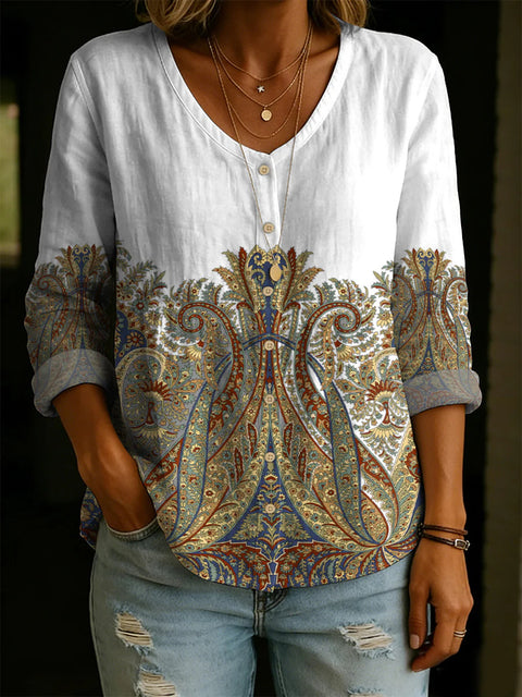 Crew neck women's flower 3D printed top m303179