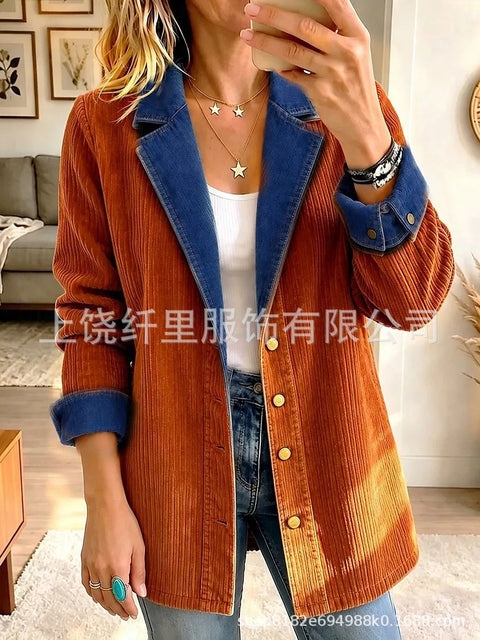 3D printed women's cardigan imitation denim blazer FF303337