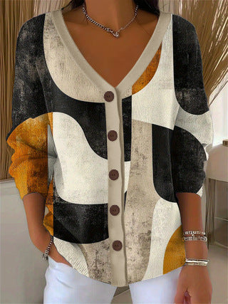 3D Digital Printed Women's Shoulder Cardigan Sweater FF303400