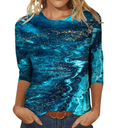 Einfarbiges T-Shirt mit Rundhalsausschnitt und Aufdruck m300770 