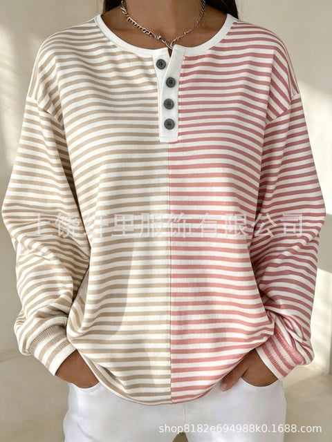 Crew neck 4 buckle spring and autumn fashion pattern 3D printing casual loose women's sweater FF303411 02