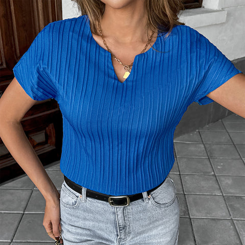 Lässige, schlichte, einfarbige T-Shirt-Westenbluse m301410 
