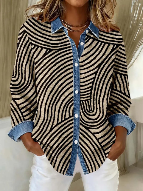 Digital printing long-sleeved casual new loose women's shirt FF303374 02