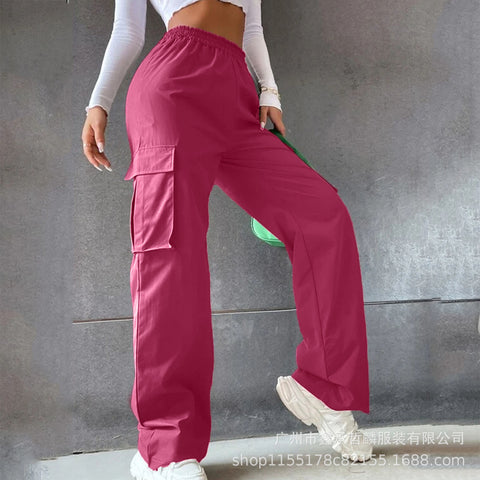 Gürtellose Hose mit hoher Taille, weite Beinhose, gerade, lockeres Temperament, Pendlerhose, Freizeithose, m301371 