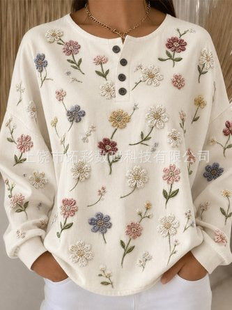 Digital printing four-button stand-up collar T-shirt women's FF303399 01