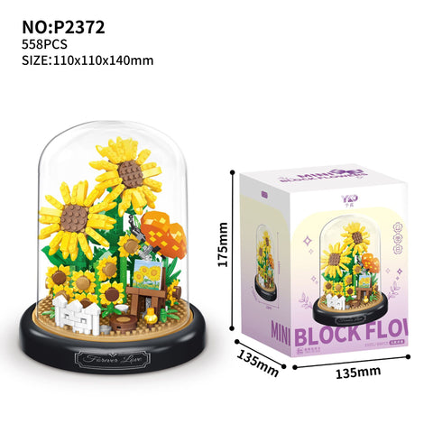 Neues Montage-Baustein-Blumenstrauß-Mikrokorn-Rosen-Sonnenblumen-Ornament M3330979 