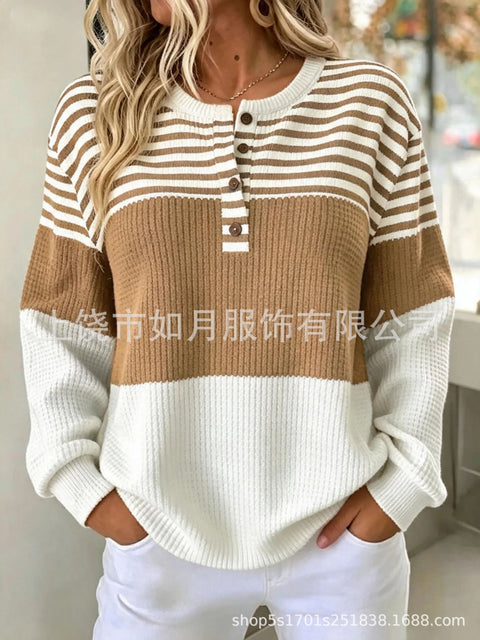 3D printed 4-button loose women's sweater FF303282
