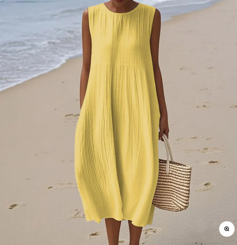 New sleeveless casual printing temperament long dress dress slim fit small fresh m302083