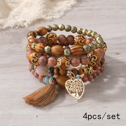 Neues böhmisches Armband, kreatives Quasten-Mehrschicht-Perlenarmband m3331286