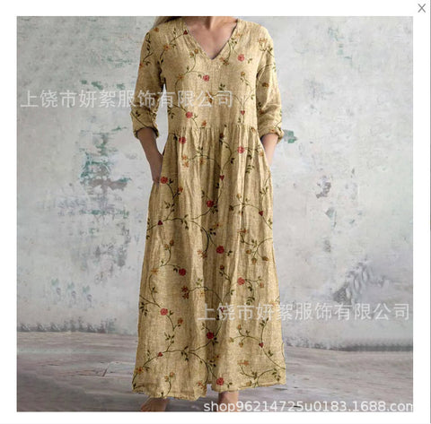 3D printing Amazon European and American summer casual loose long-sleeved dress m301729