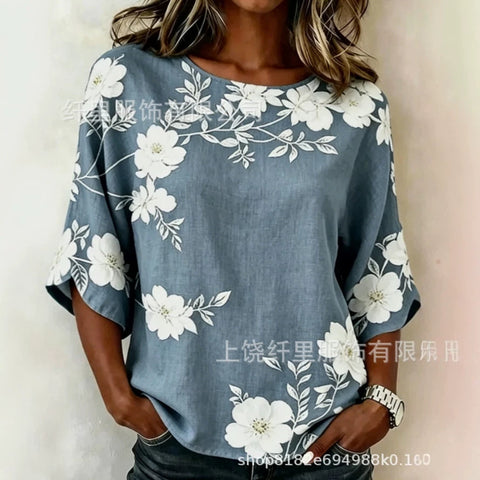 3D printed floral pattern loose versatile top m303041