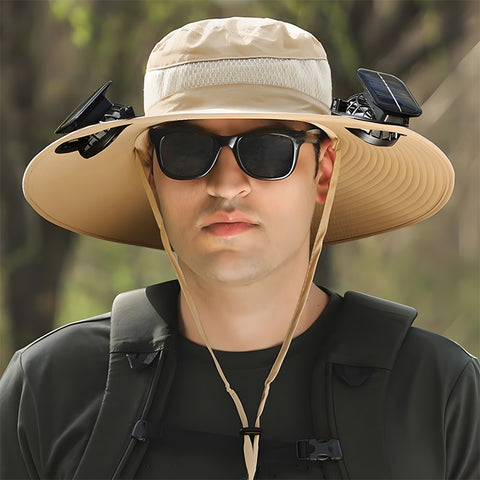 Chapeau de ventilateur solaire d'été pour la maison avec pare-soleil de ventilateur casquette de protection solaire m3331324