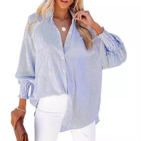 Chemise ample à manches longues pour femme, vêtement décontracté, nouvelle collection, avec poche, m301376 