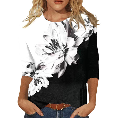 Einfarbiges T-Shirt mit Rundhalsausschnitt und Aufdruck m300770 