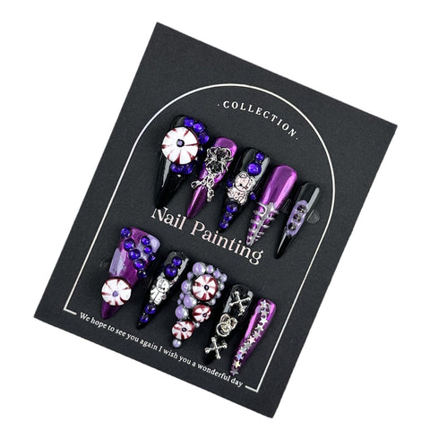 Grandioses und cooles, dunkel wirkendes Nagelstück, fortgeschrittener Sinn, rein handgemachtes Nagelstück m3331198 