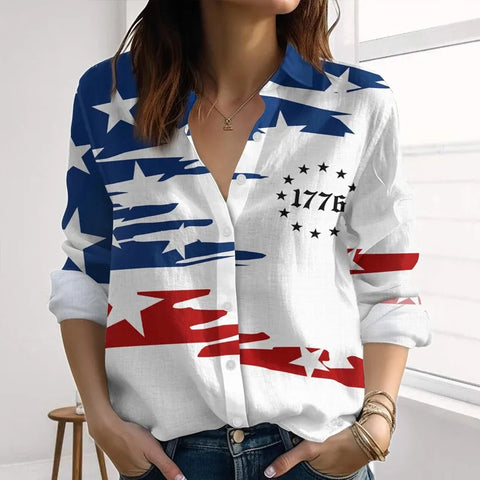Spring women's long-sleeved shirt 3D digital printing women's casual loose shirt m302475