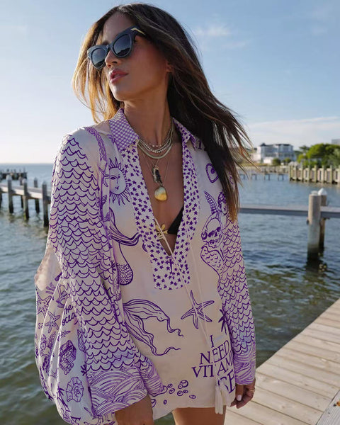 Fashion Casual Positioning Printed Satin Two-piece Set m301592