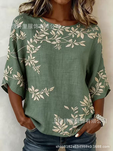 3D printed floral pattern loose versatile top m303041