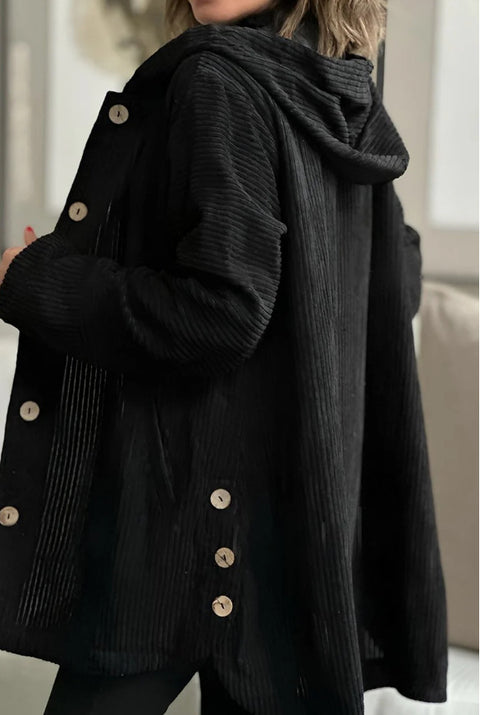 Autumn and winter hooded loose women's corduroy casual jacket m301672