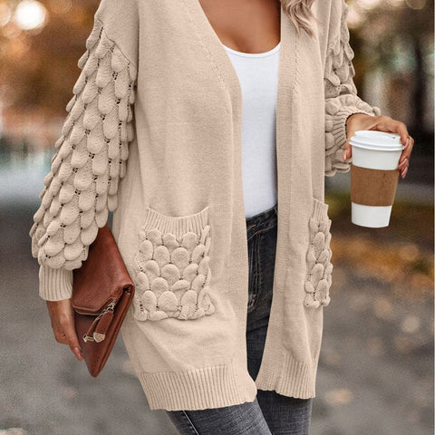 Herbst und Winter Federnetz Farbe V-Ausschnitt Strickjacke Langarm Stricktasche Pullover m300604 