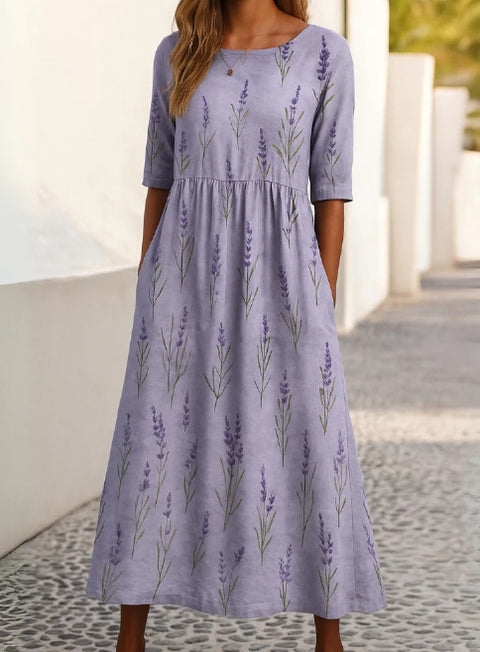 Loose fashion premium V-neck print dress m302742