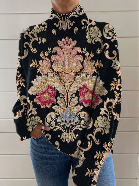 3D-Farbenabstimmungsmusterdruck Herbst und Winter Unabhängige Station Neuer Rollkragenpullover mit langen Ärmeln m300938 
